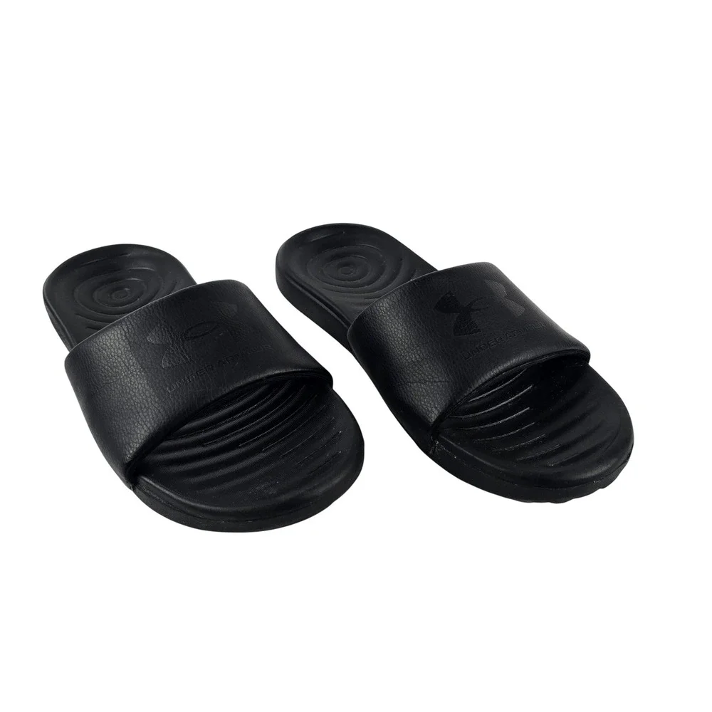 Under Armour Ansa Fixed Slide Sandals Men 9 Black Athletic Sport‎ Shower Shoes